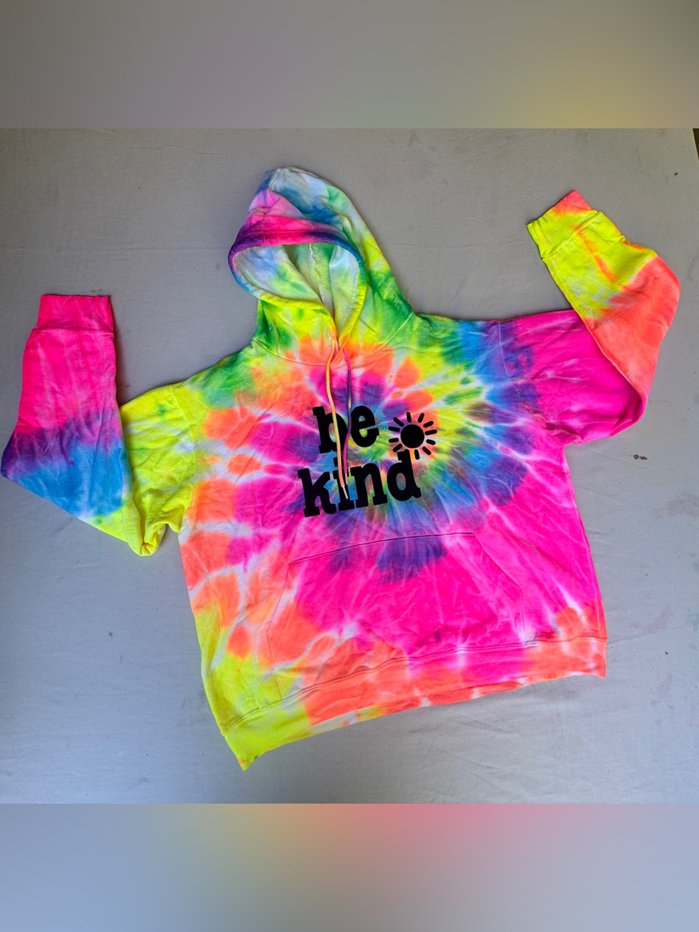 Suna Streetwear Rainbow Dye Sweatshirt hoodie  cropped Fleece size L